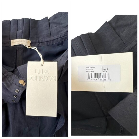 Ulla Johnson Abri Shorts Midnight Blue Paperbag Waist Belted Pleated Size 4 NWT - Picture 5 of 14
